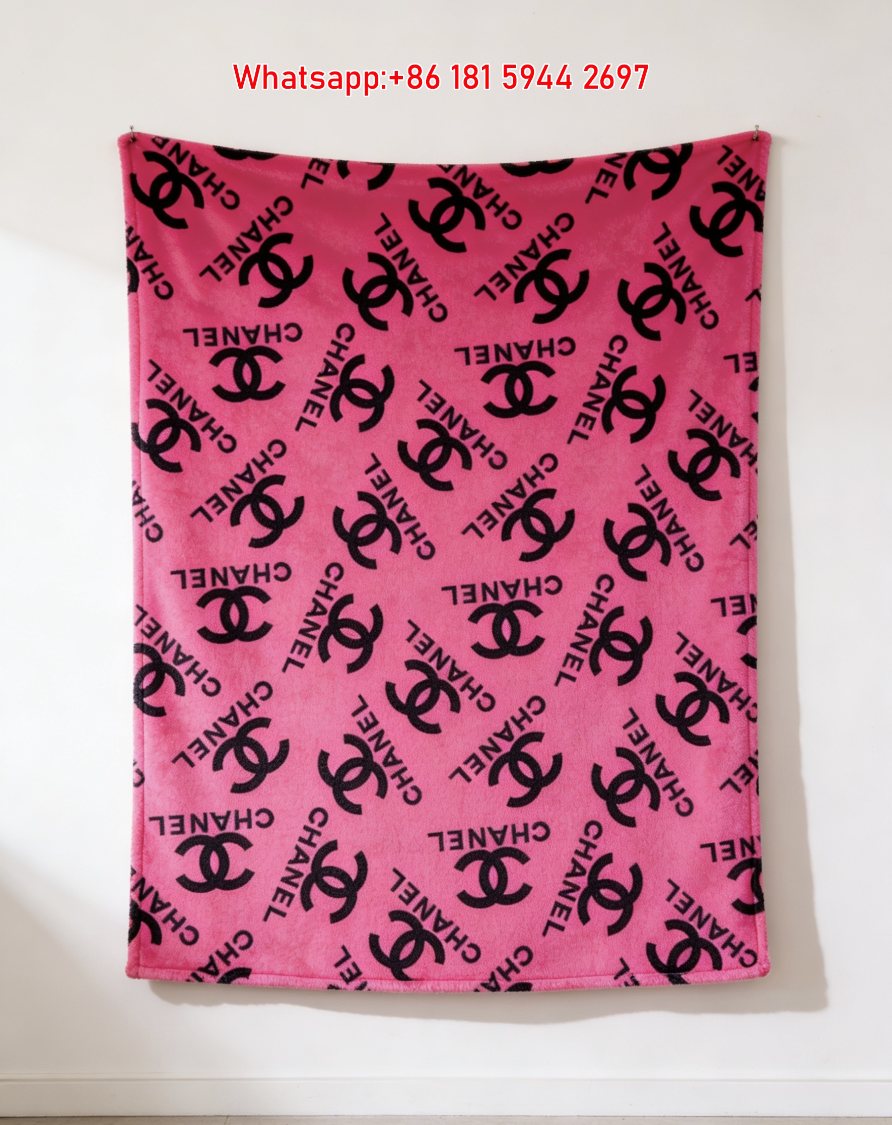 Chanel Hot Pink Monogram Flannel Throw Blanket IMG_7081